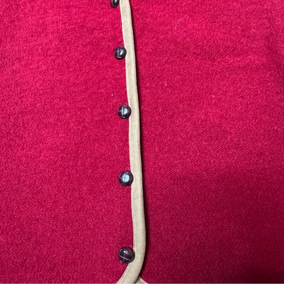 Pendleton Wool Sweater Vest Burgundy Red Tan Suede Trim Size Medium - Picture 2 of 5